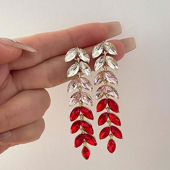 Red Pink Drop Earrings ❤️ - Picture 3 of 3